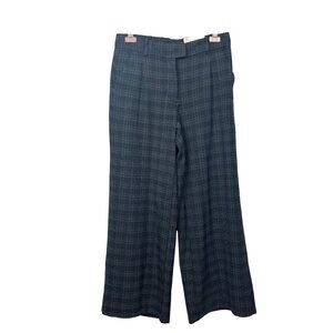 NWT AEO 6 Womens Stretch Wide Leg Plaid Trousers Pants Dark Academia